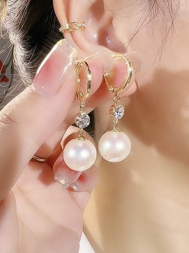 Lange Perlenohrringe Leichte, luxuriöse und modische Ohrringe mit Diamantdesign