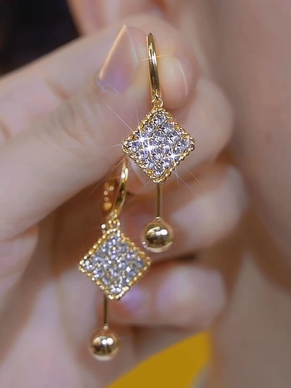 Square Zircon Tassel Earrings Women'S Accessories