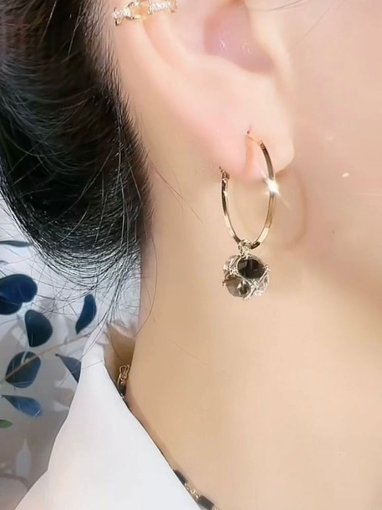 S925 Sterling Silver Needle Diamond Crystal Earrings