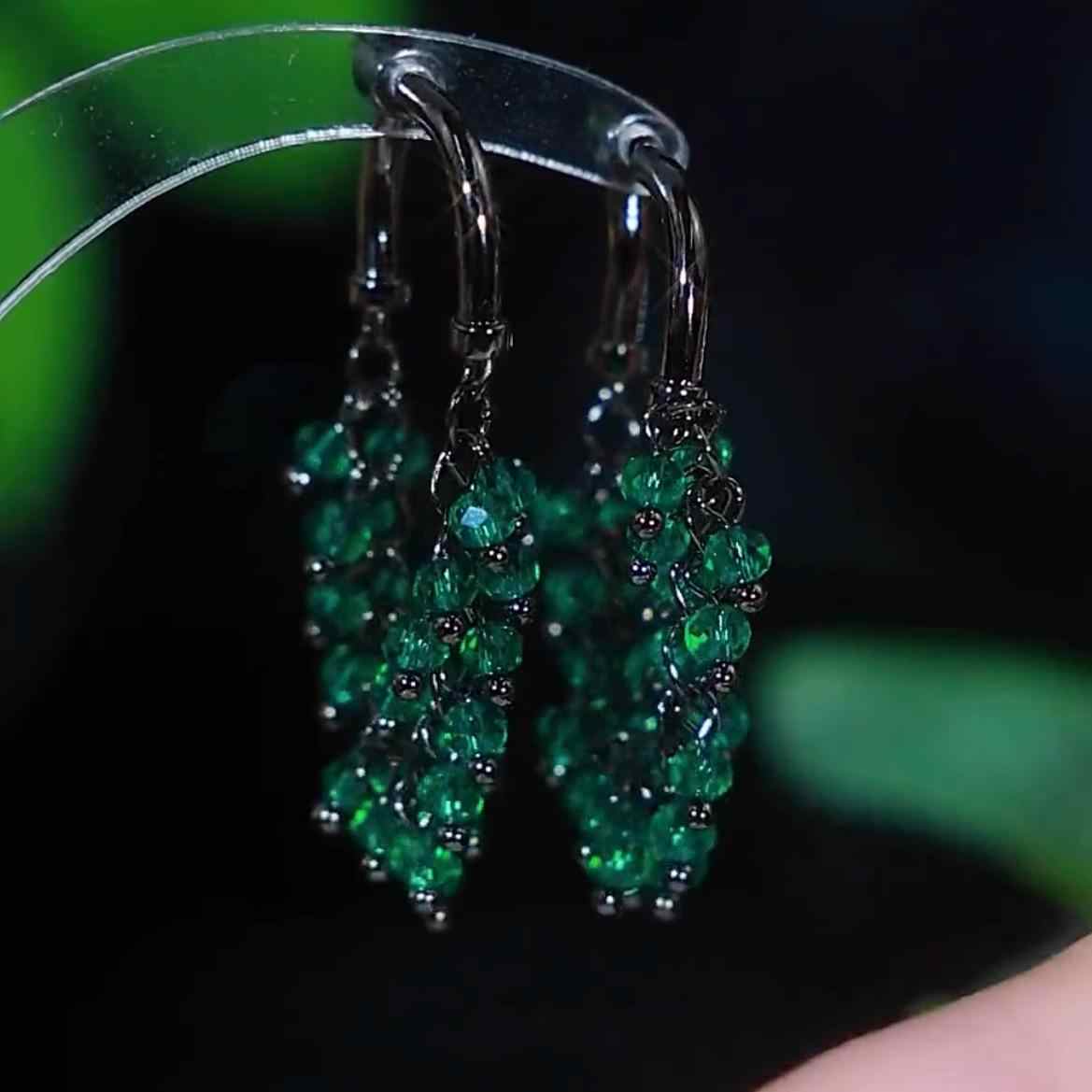 Stylish Green Tassel Long Earrings Trendy Accessories