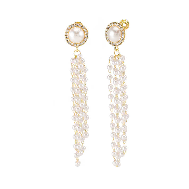 Stylish Long Elegant Pearl Tassel Earrings for Women