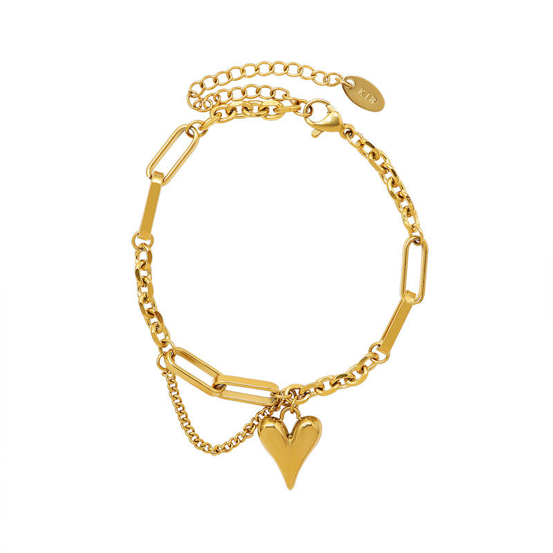 Pulsera de mujer con forma de corazón, elegante y sencilla