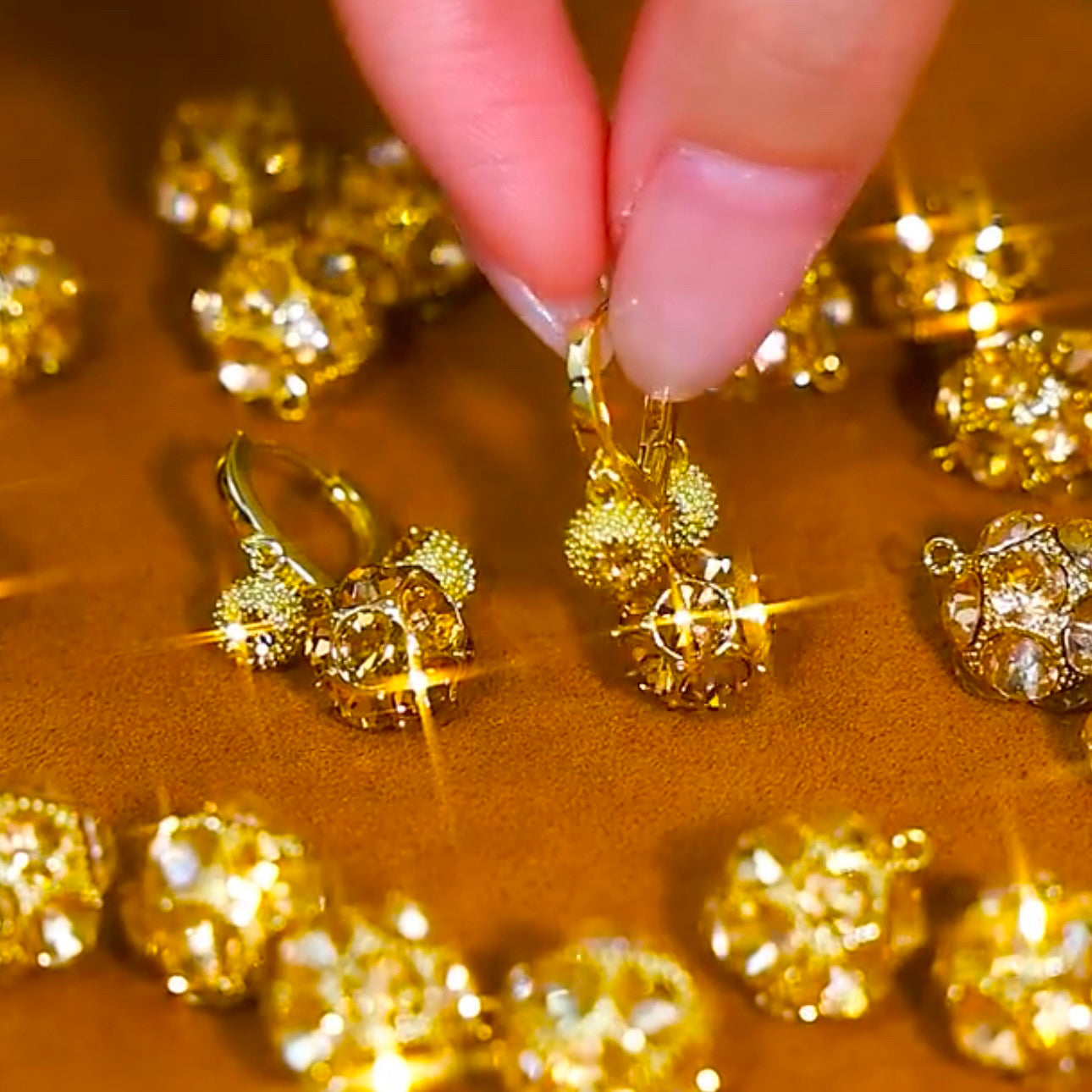 Luxury Crystal Durian Stud Earrings | Elegant Hong Kong Style Statement Jewelry