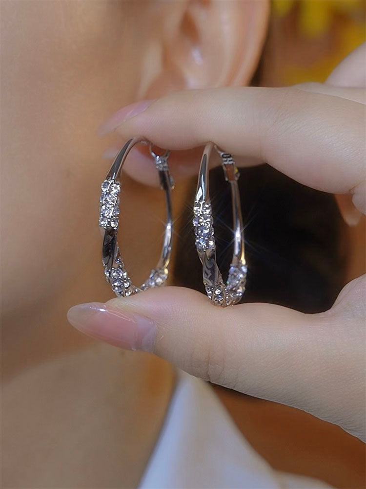 Women's Diamond Earrings Light Luxury High-end Hoop Earrings