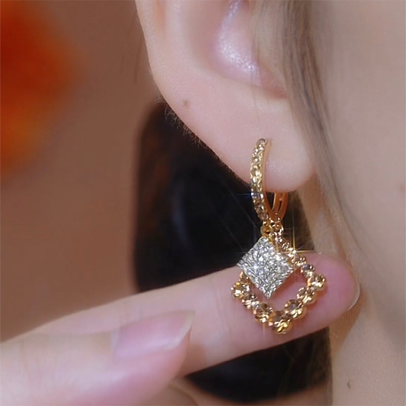 New Light Luxury Full Diamond Geometric Earrings For Women