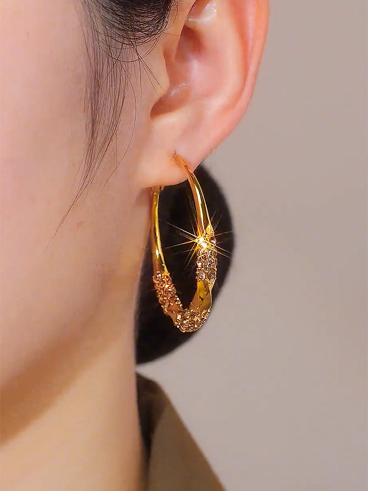 Light Luxury Design Copper Alloy Large Hoop Earrings Accessories for Women