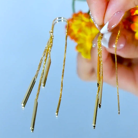 Elegant And Simple Long Tassel Earrings For Women, Perfect For Everyday Wear