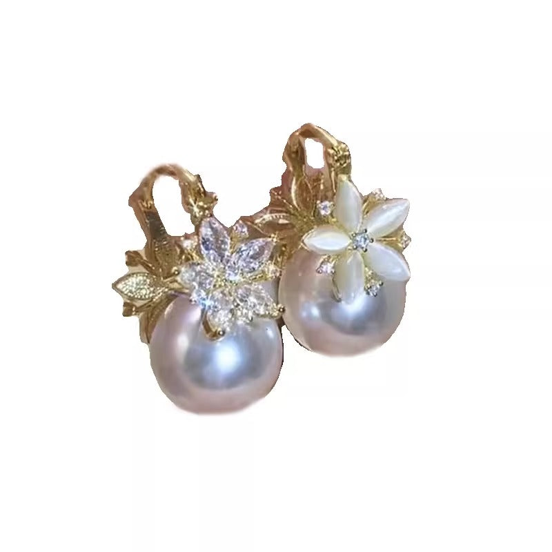 High-End And Elegant Flower Pearl Earrings Women'S Accessories
