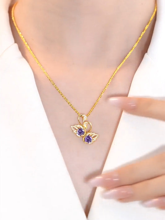 Collar de clavícula con cisne morado, colgante personalizado para mujer, accesorios de cadena de oro