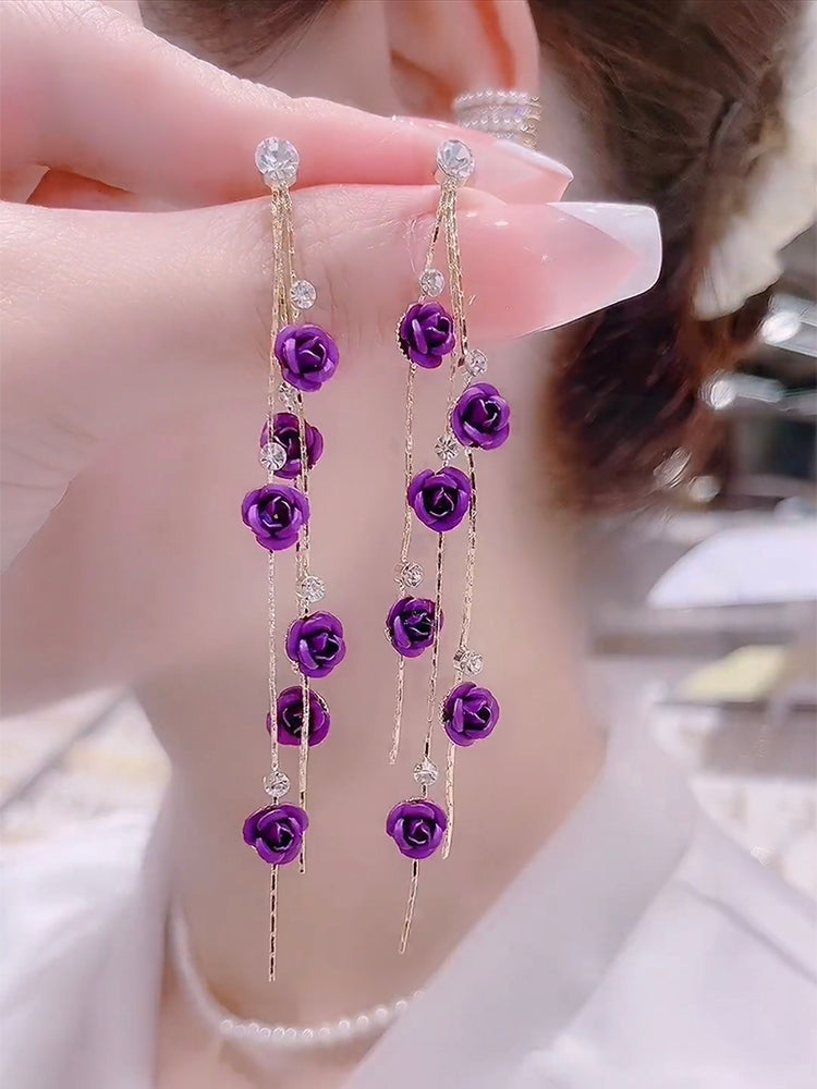 Pendientes largos con borlas rosas Accesorios para mujer