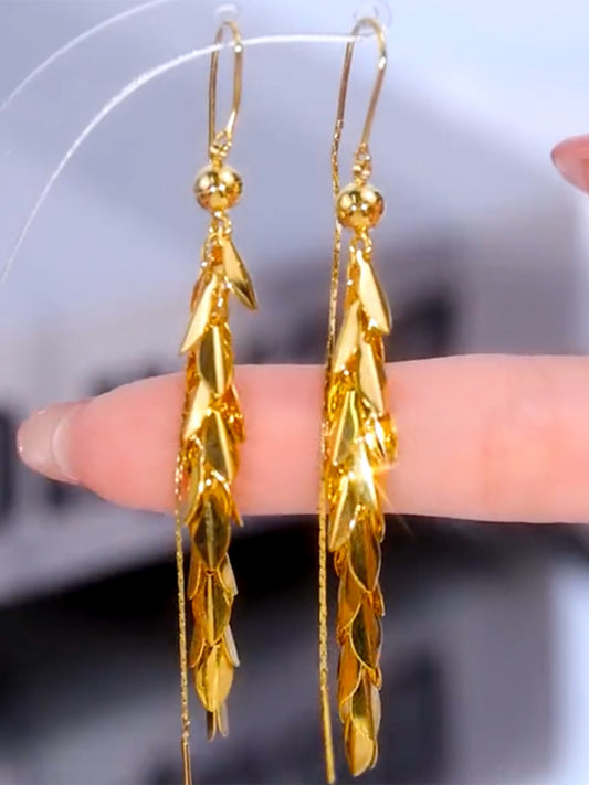 Gold Fashion Earrings Wheat Tassel Earrings for Women