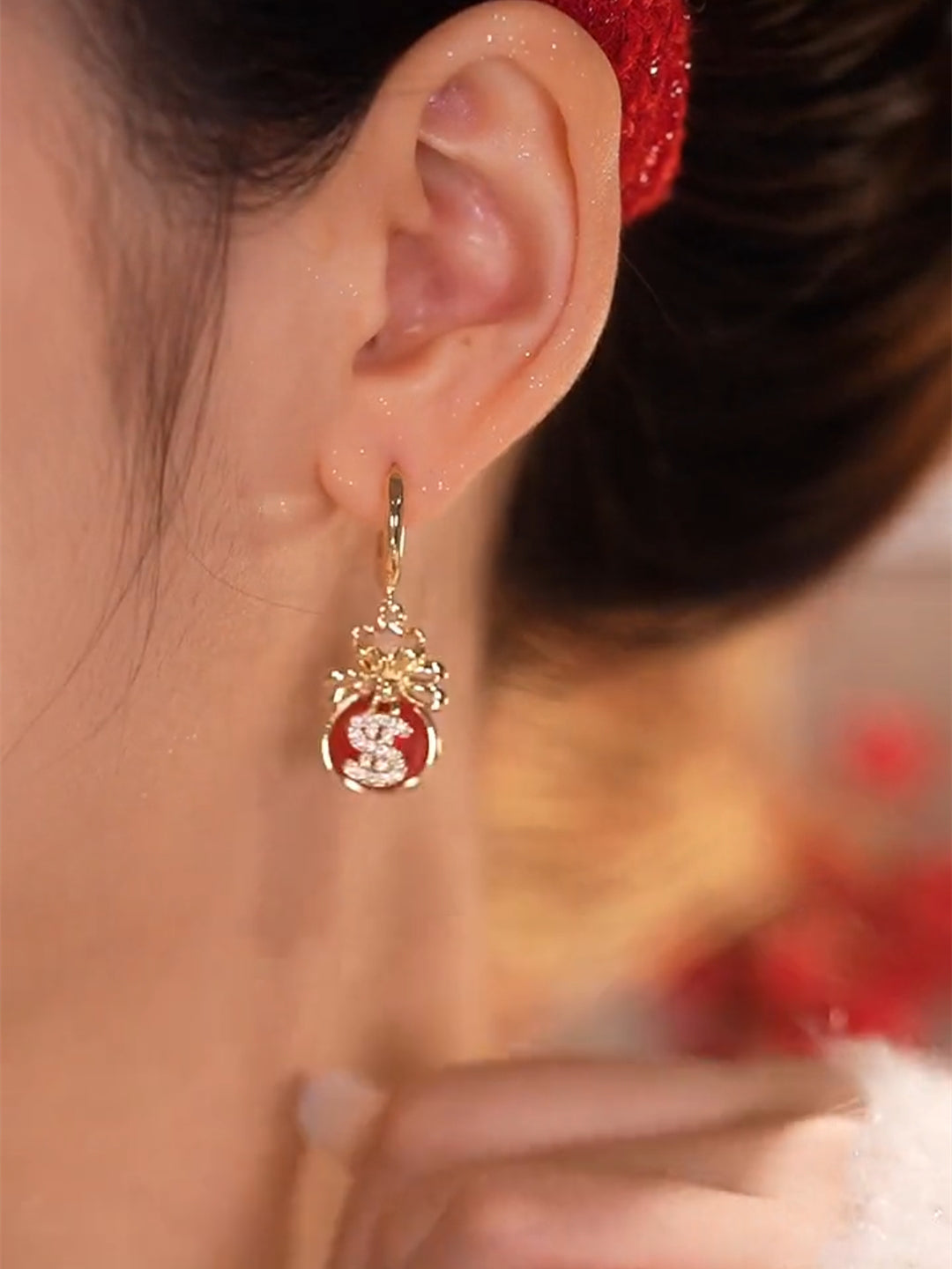 New Year Red Lucky Good Luck Earrings