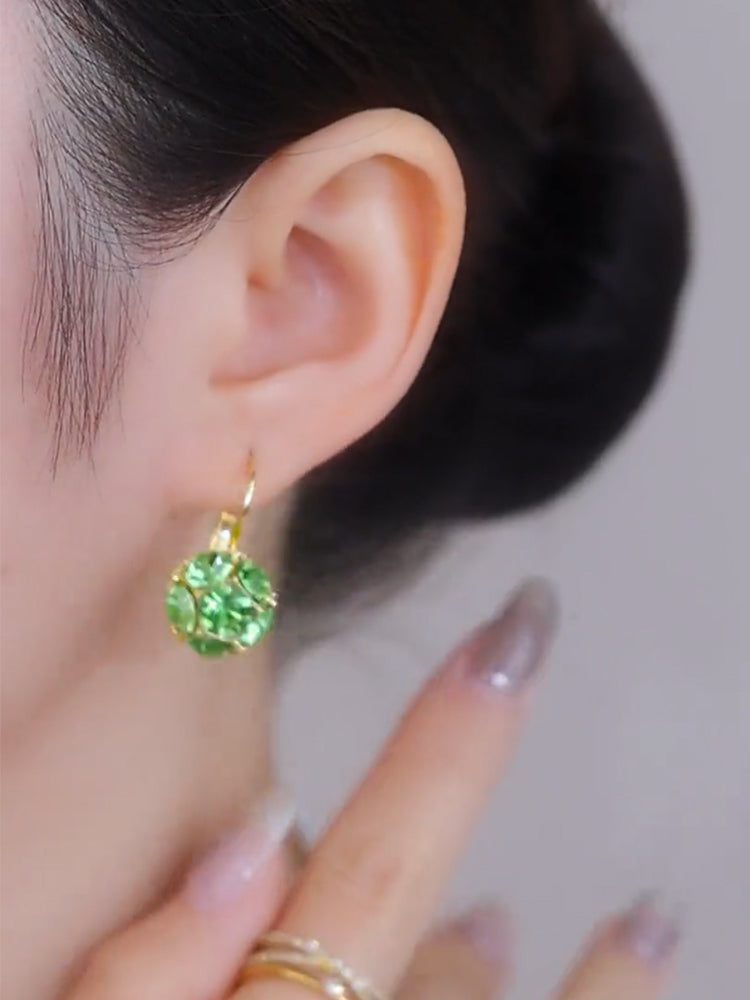 Pendientes elegantes de cristal verde Accesorios para mujer