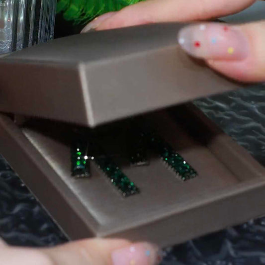 Rectangle Green Zircon Crystal Earrings for Women | Sparkly Geometric Statement Earrings