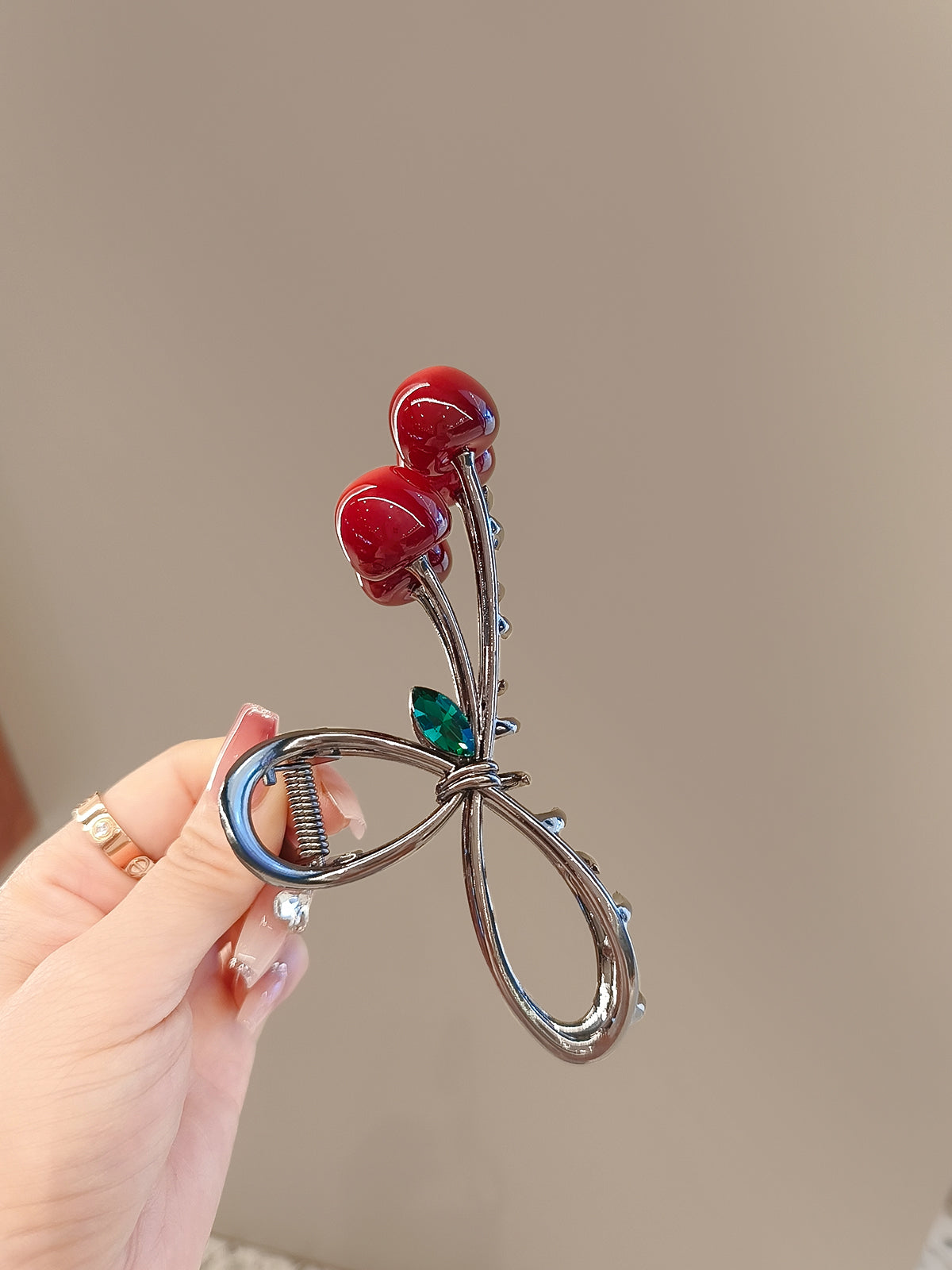 Metal Cherry Hairpin Shark Clip Headwear
