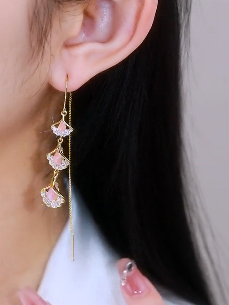 Pendientes de hoja de ginkgo Pendientes largos con borlas