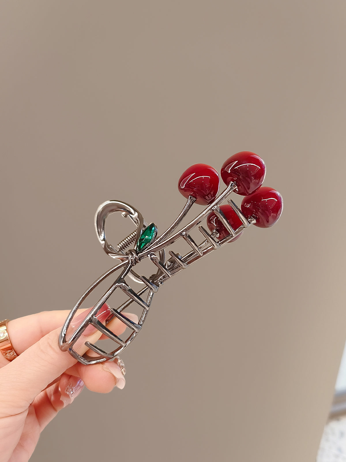 Metal Cherry Hairpin Shark Clip Headwear