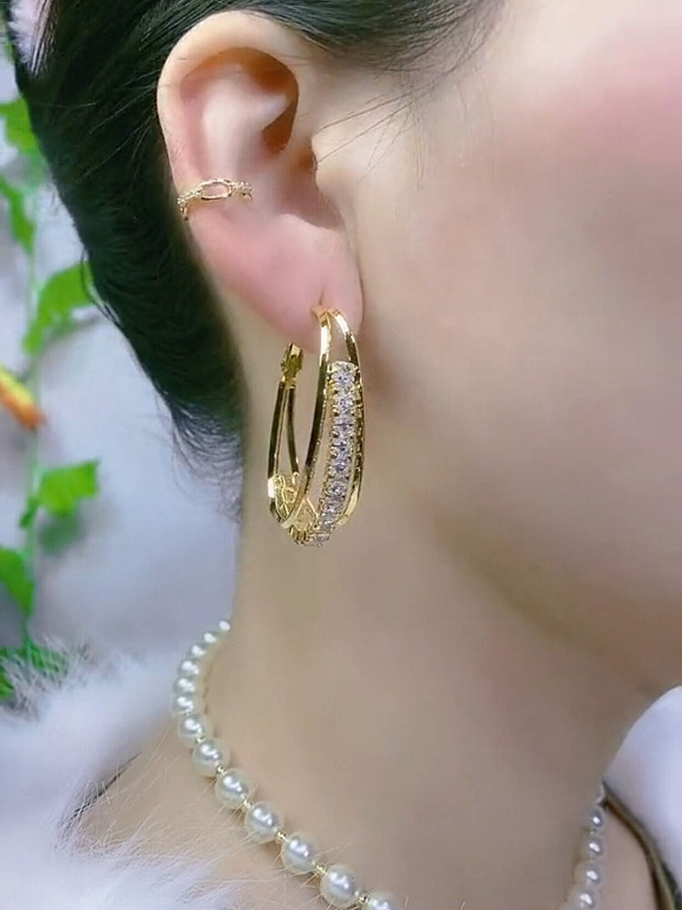 Zircon Hoop Earrings, Feminine And Versatile Earrings