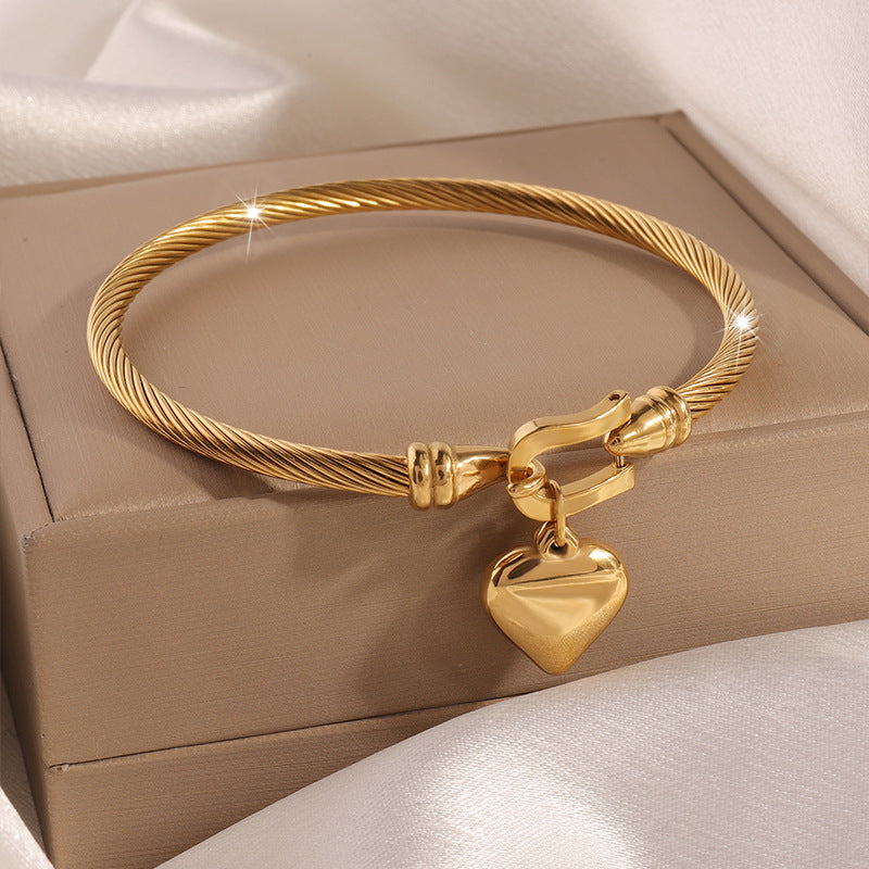 Nueva pulsera de moda con forma de herradura y gancho de acero de titanio, accesorios de amor para mujer