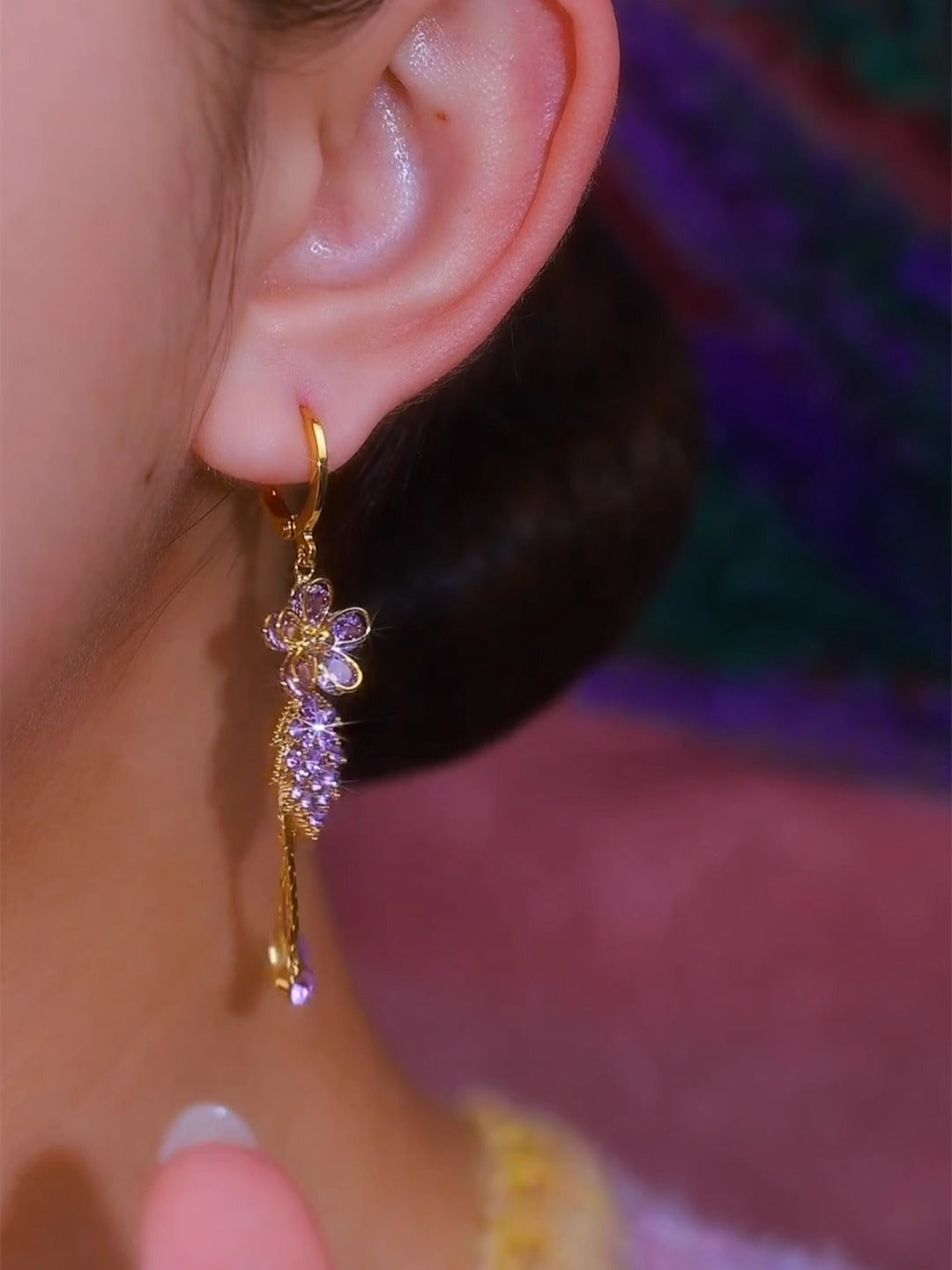 Fashionable And Exquisite Flower Leaf Zircon Earrings For Women