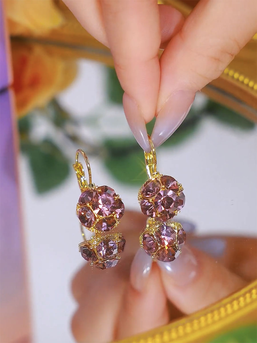 Pendientes de circonita morada de lujo con luz superbrillante, diseño femenino, accesorios de moda