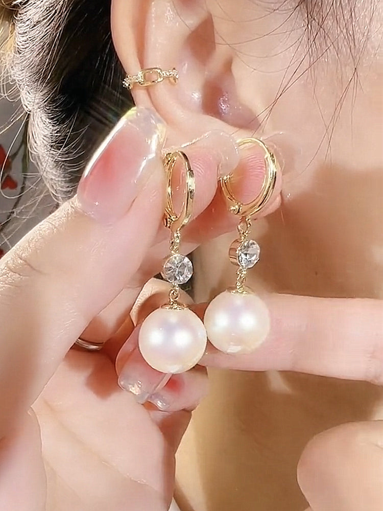 Lange Perlenohrringe Leichte, luxuriöse und modische Ohrringe mit Diamantdesign