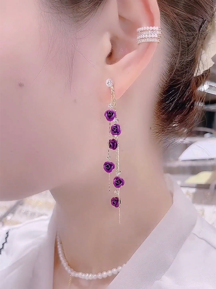 Pendientes largos con borlas rosas Accesorios para mujer