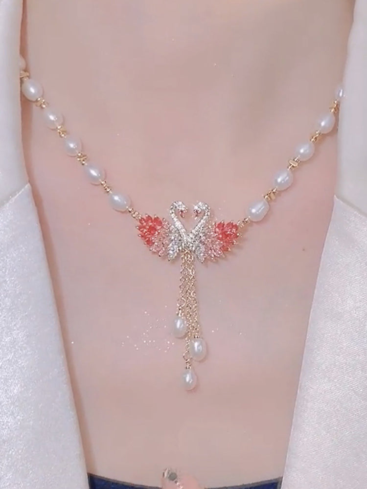 Swan Love Necklace Pearl Necklace Accessories Pendant