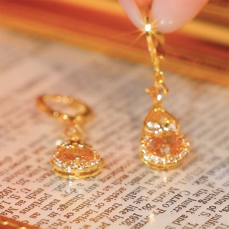 Women's Brown Zircon Gourd Temperament Exquisite Earrings