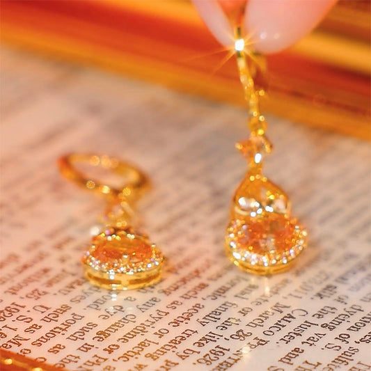 Women's Brown Zircon Gourd Temperament Exquisite Earrings
