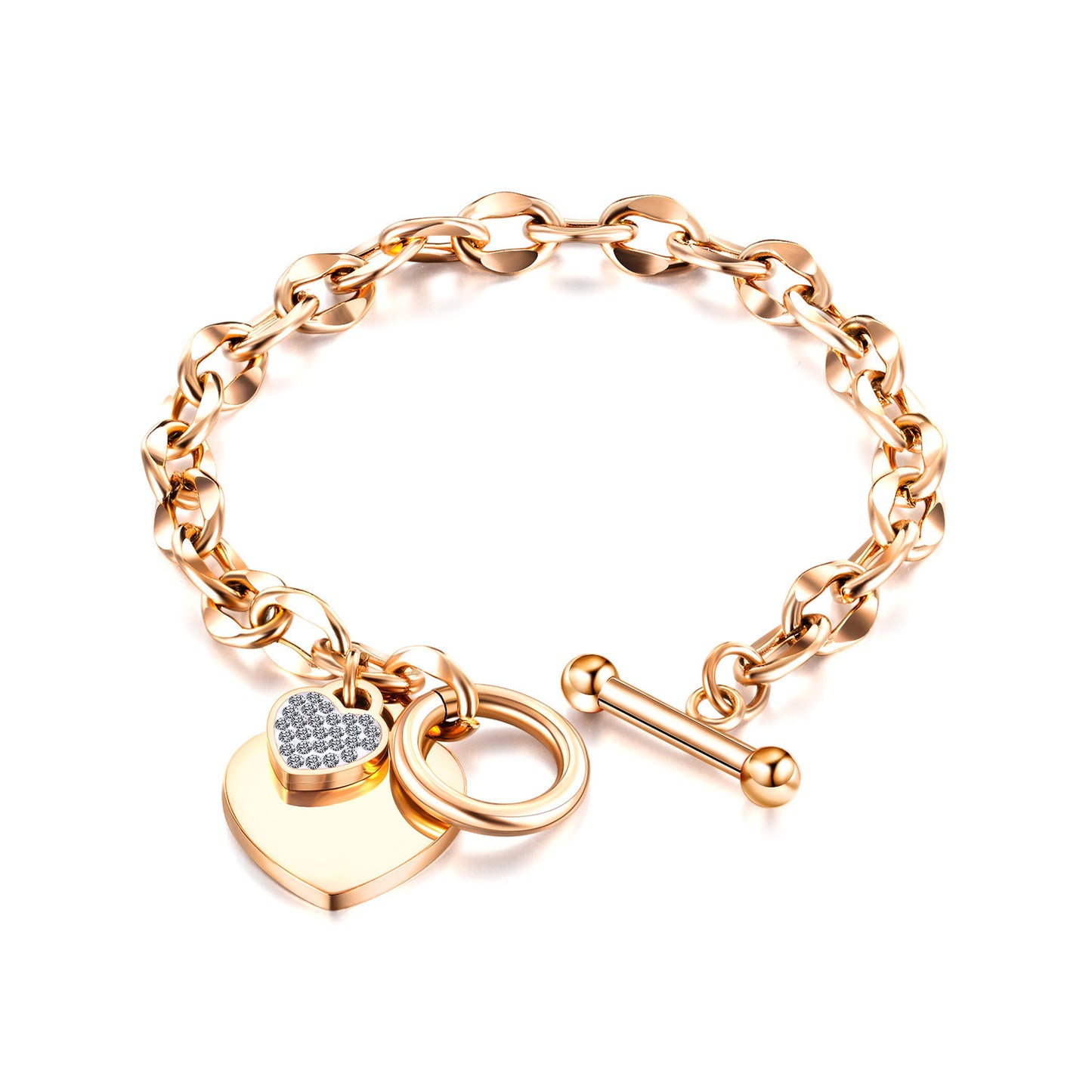Pulsera de acero inoxidable con diseño de amor a la moda y acero de titanio para mujer