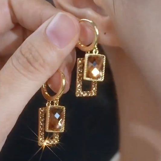 Versatile and Elegant Double-Layered Brown Micro-inlaid Silver Needle Earrings