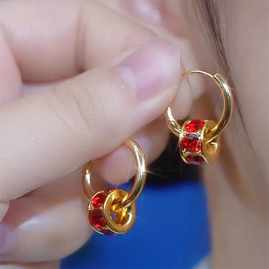 Micro-Painted Red Small Waist Earrings For Women