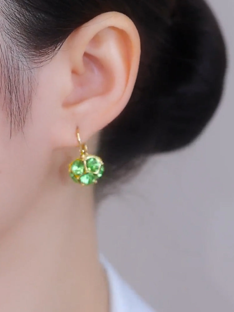 Pendientes elegantes de cristal verde Accesorios para mujer