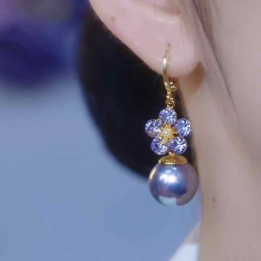 New Exquisite Design Purple Flower Bead Earrings