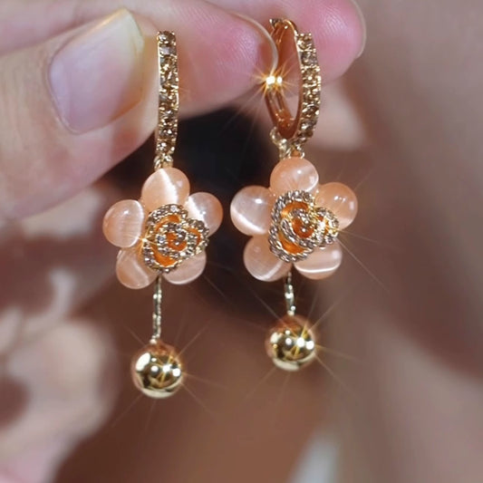 Exquisite Diamond Opal Flower Earrings Elegant Accessories