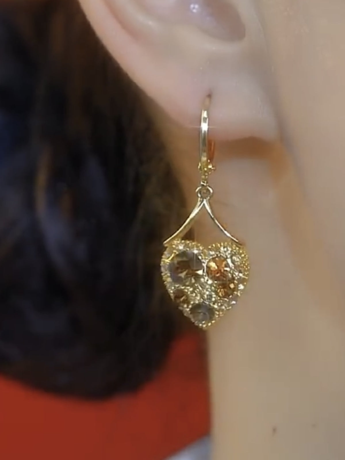 Temperamental Fashion Sweet And Exquisite Peach Heart Earrings