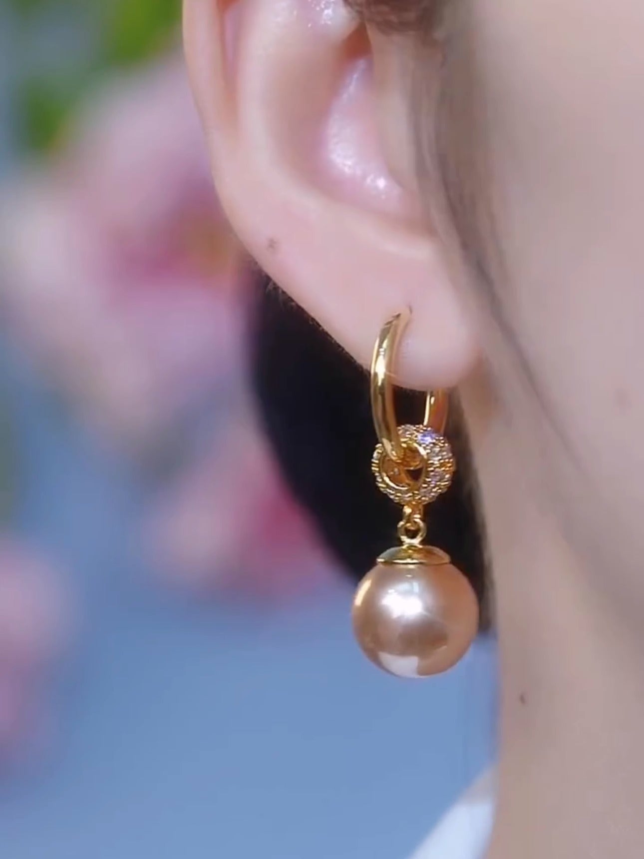 Elegant And Versatile Champagne Color Pearl Earrings Women'S Accessories