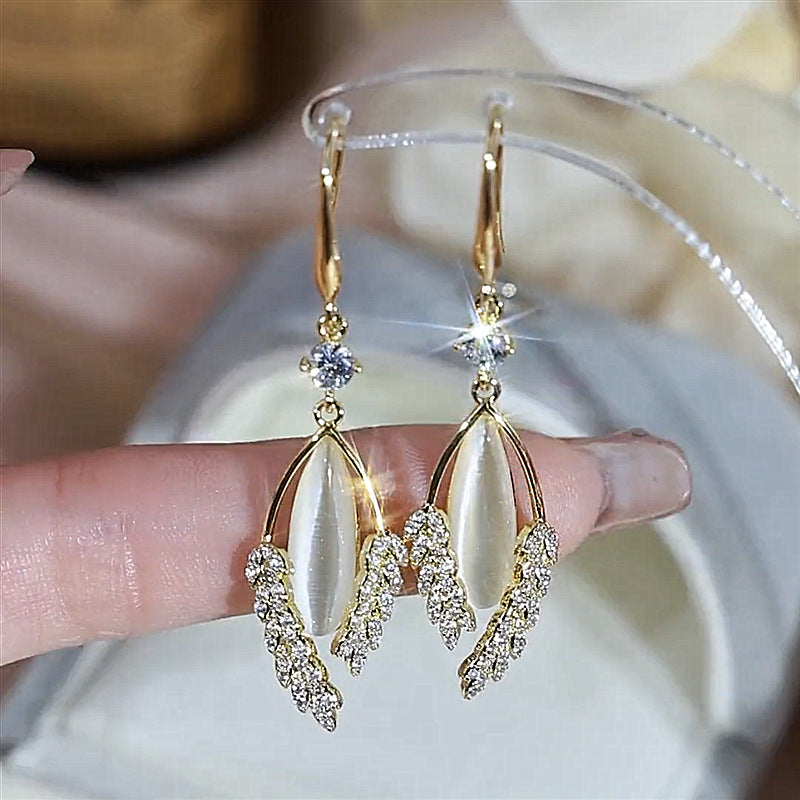 Wheat Cat's Eye Geometric Earrings New Design Temperament Earrings