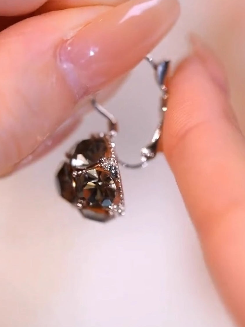 S925 Silver Needle Meteorite Diamond Earrings Anti-Lost Design