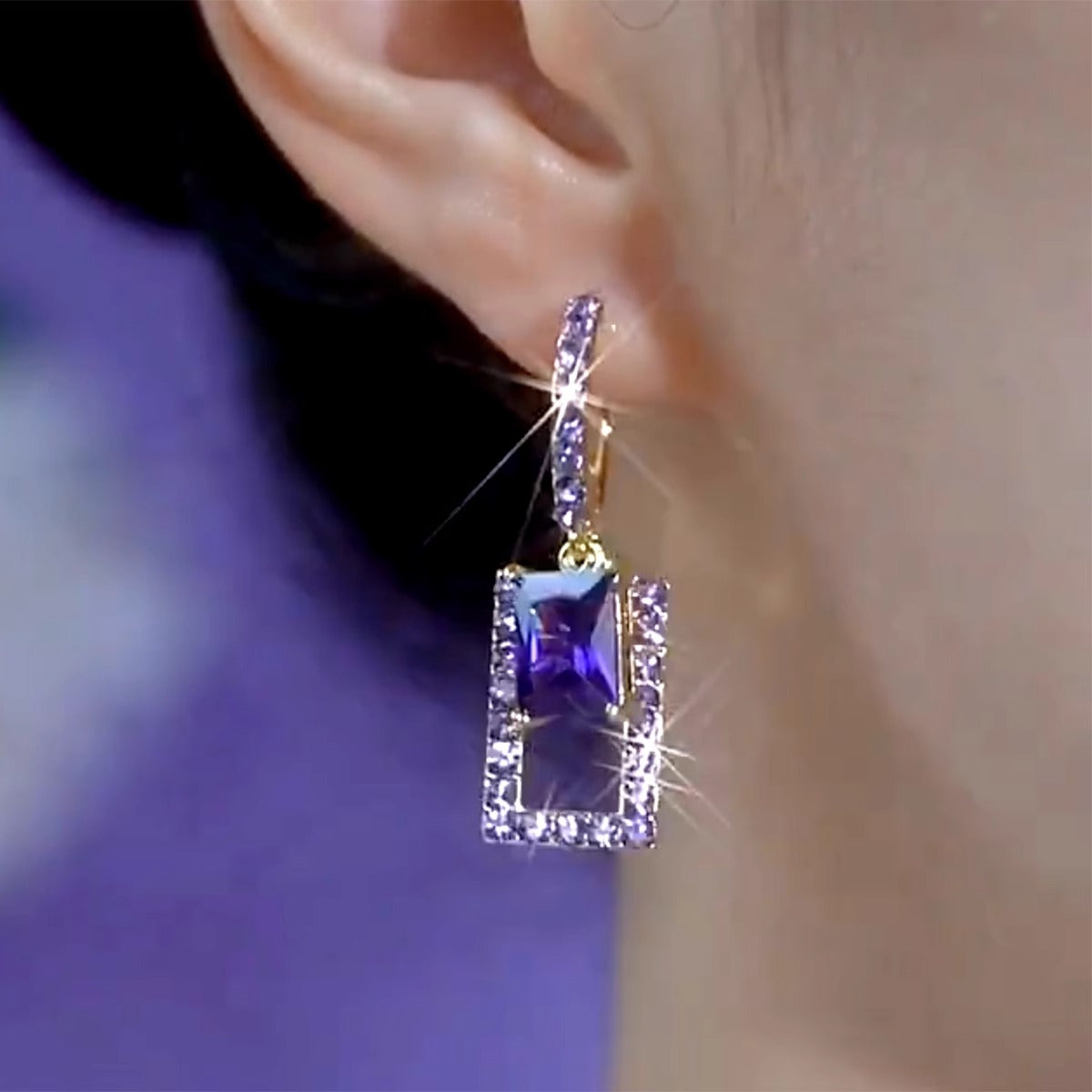 Super Flash Purple Geometric Earrings For Women