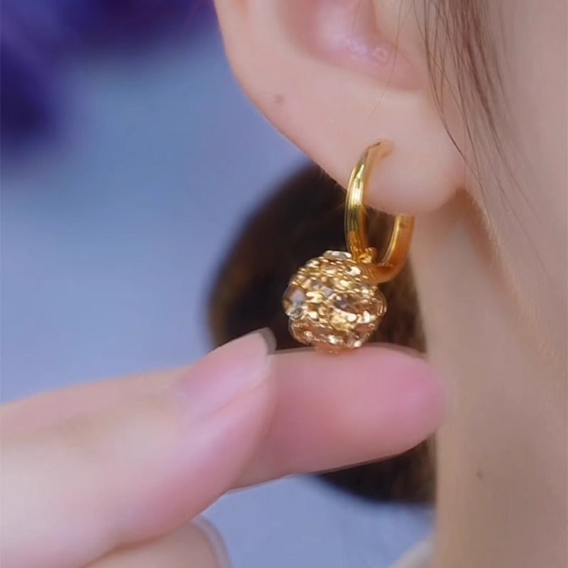 Fashionable Golden Zircon Ball Earrings For Women Accessories