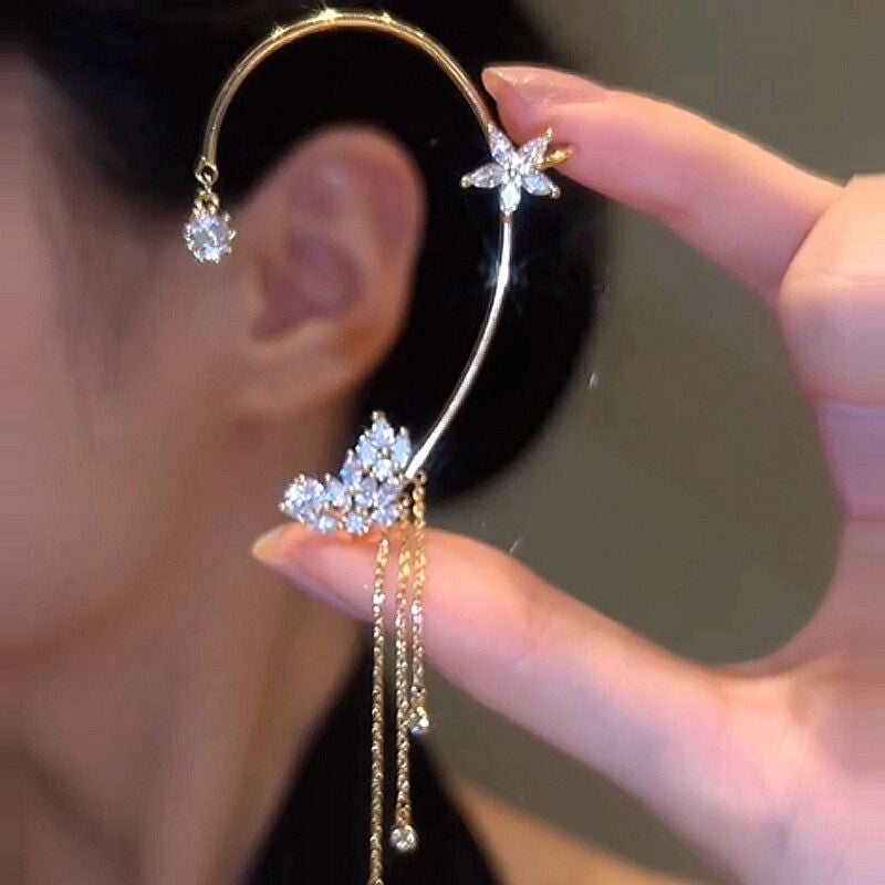 Moonlit Galaxy Long Draped Earrings for Women Without Pierced Ears