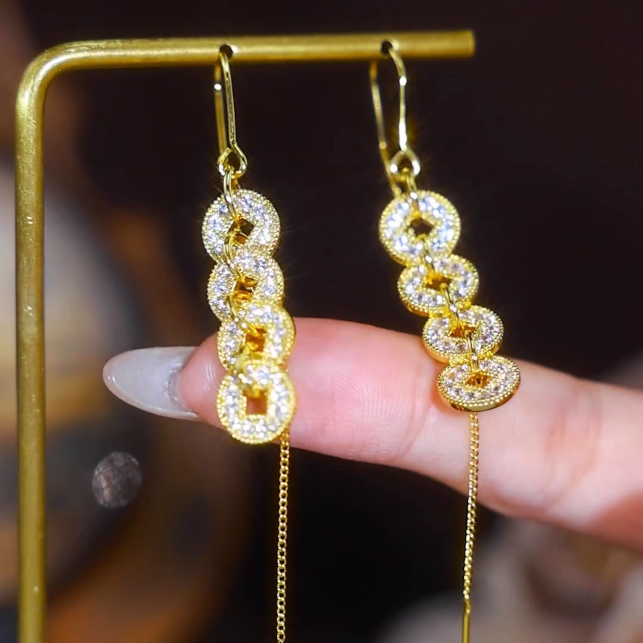 Coin Ear Wire Long Tassel Earrings For Women