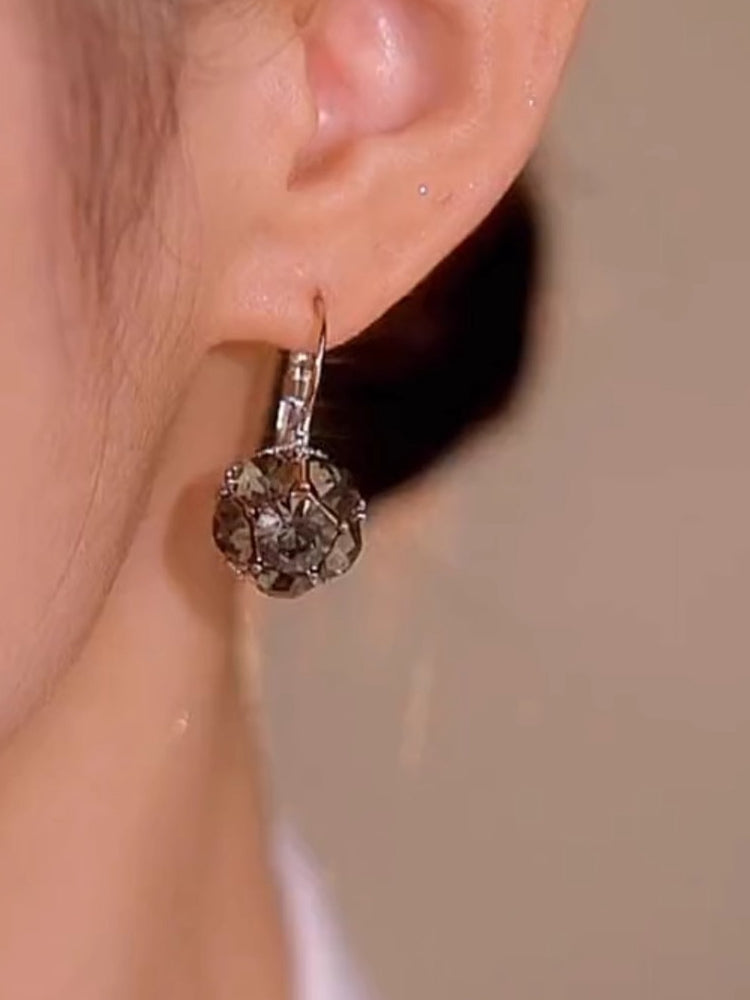 S925 Silver Needle Meteorite Diamond Earrings Anti-Lost Design