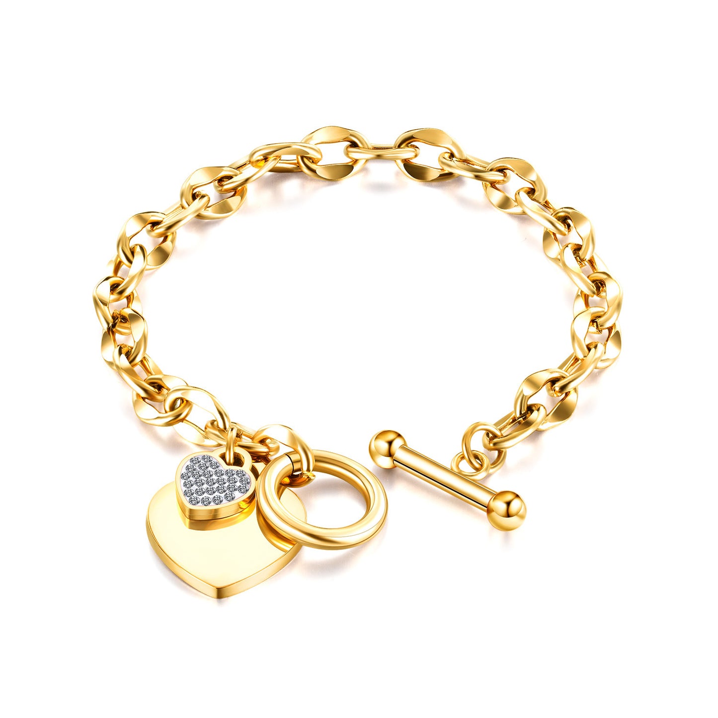 Pulsera de acero inoxidable con diseño de amor a la moda y acero de titanio para mujer