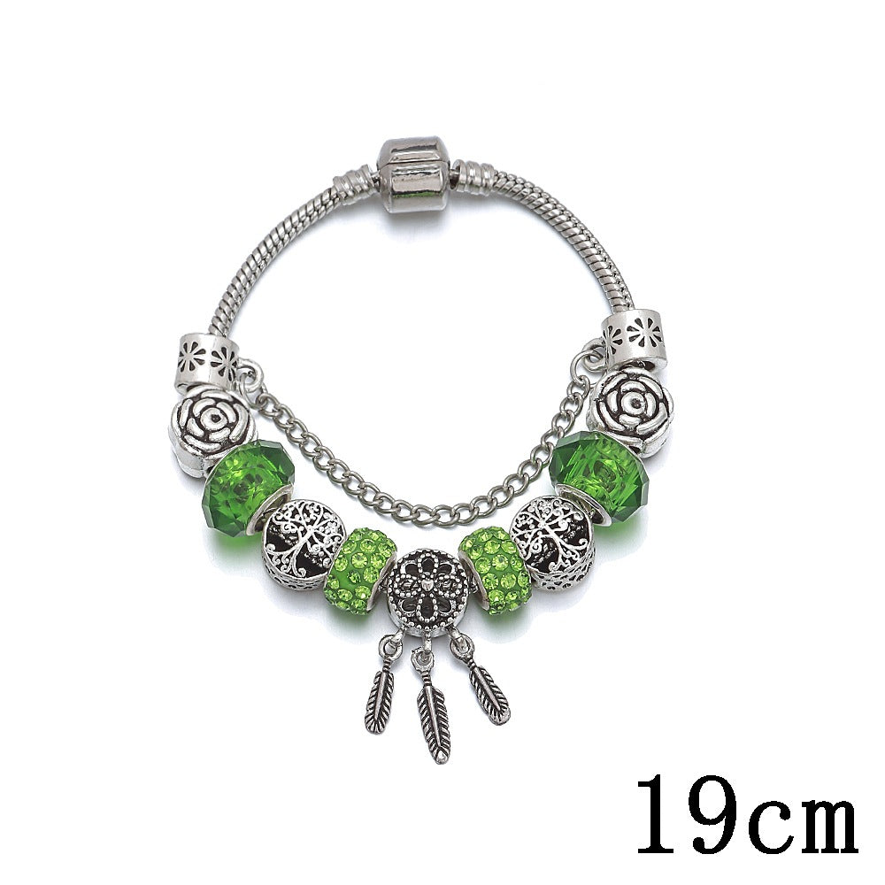 Pulsera de moda con forma de corazón con cuentas de árbol de la vida, atrapasueños de ángel, borlas, joyería DIY