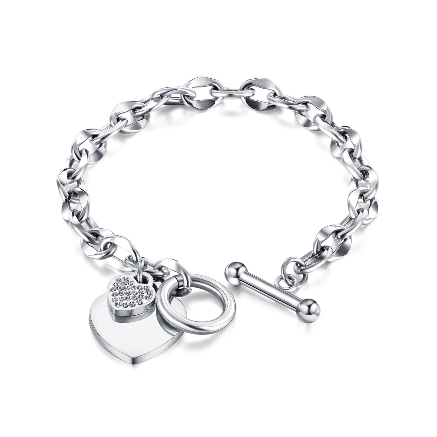 Pulsera de acero inoxidable con diseño de amor a la moda y acero de titanio para mujer