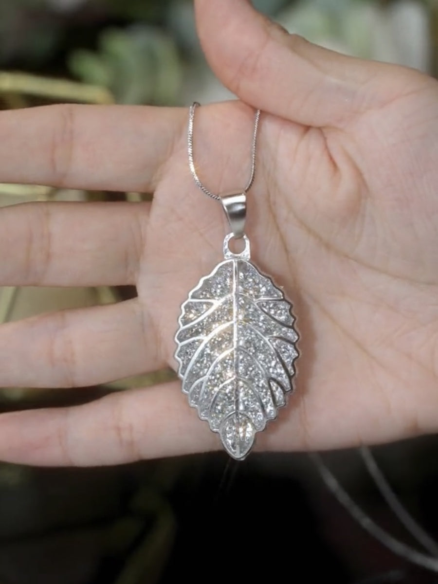 Full Diamond Leaf Necklace Sweater Chain All-match Leaf Accessories Pendant For Women