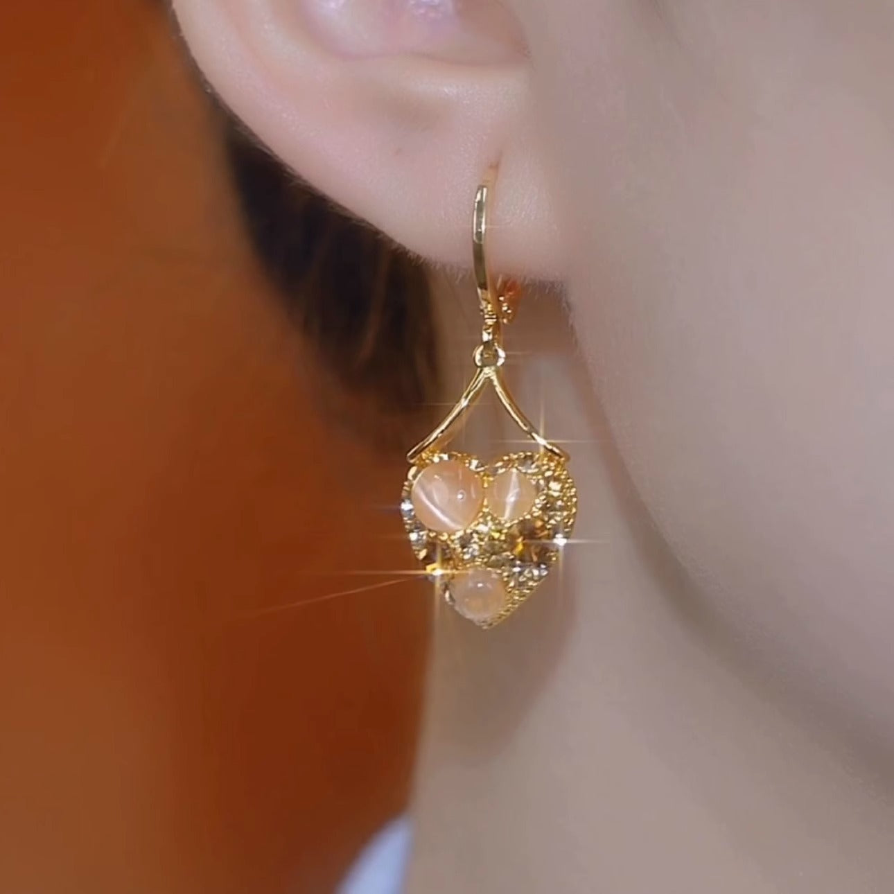 Women'S Exquisite Earrings With Full Diamond Heart